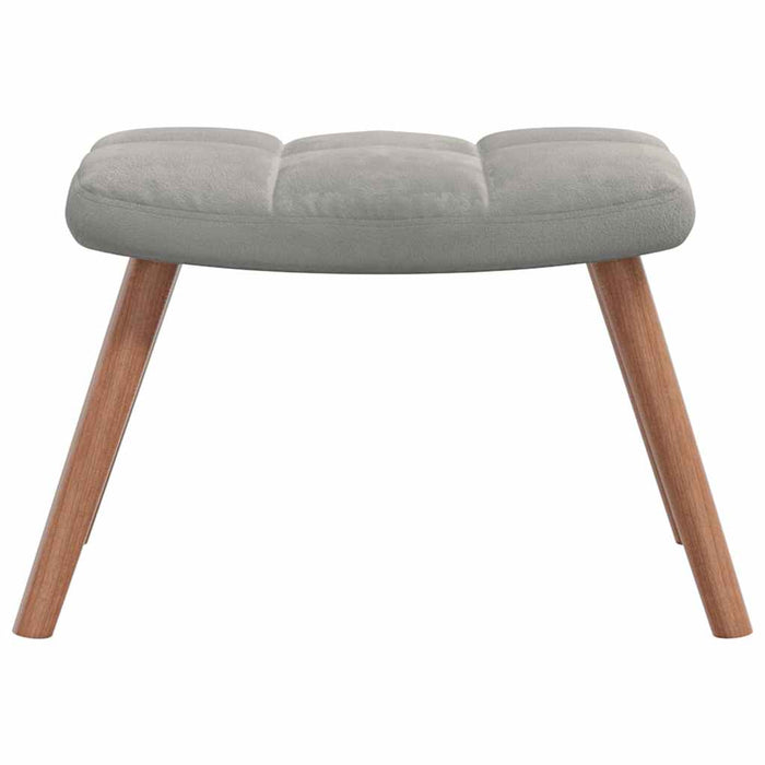 Scaun de relaxare cu taburet, gri deschis, catifea - WALTI WALTI
