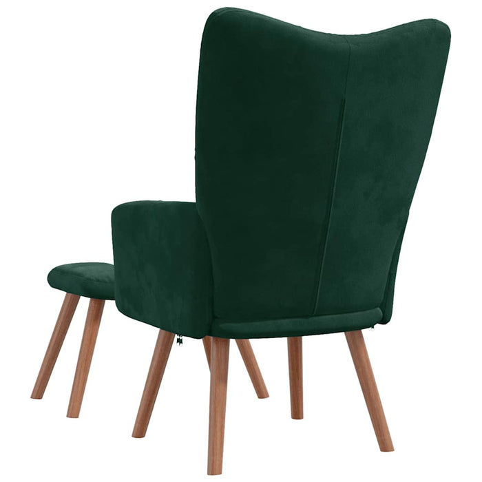 Scaun de relaxare cu taburet, verde închis, catifea - WALTI WALTI
