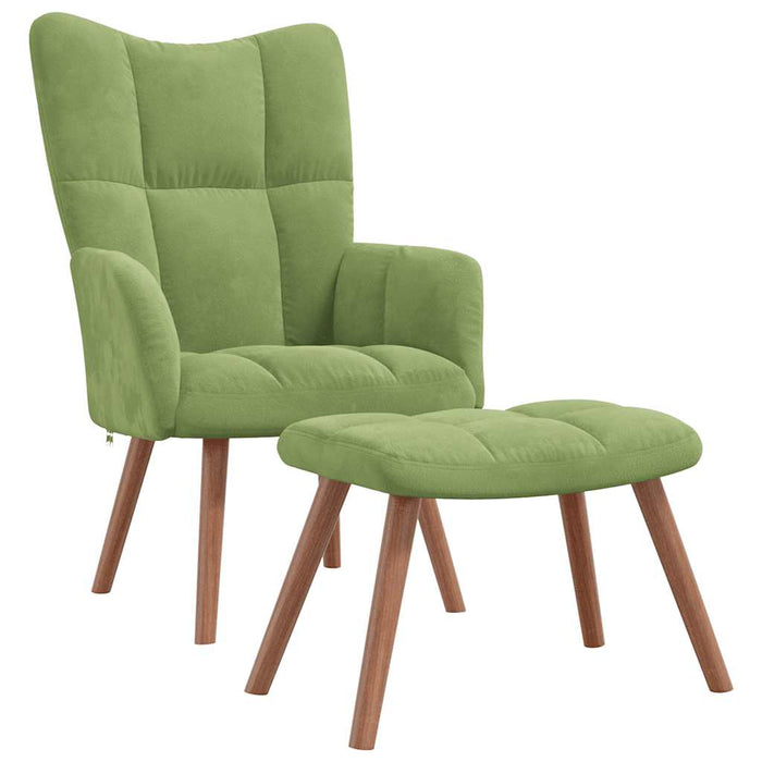 Scaun de relaxare cu taburet, verde deschis, catifea WALTI