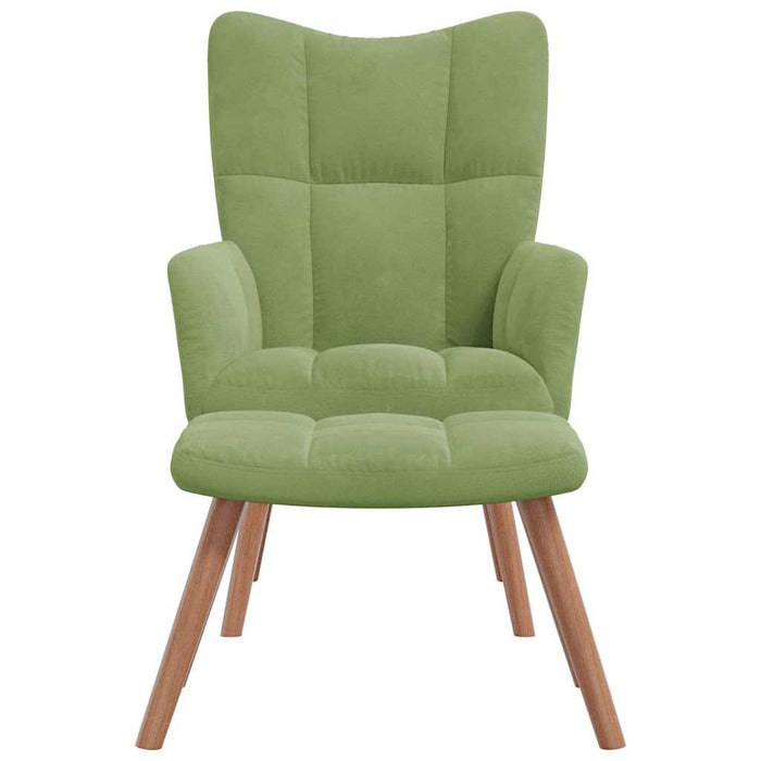 Scaun de relaxare cu taburet, verde deschis, catifea WALTI