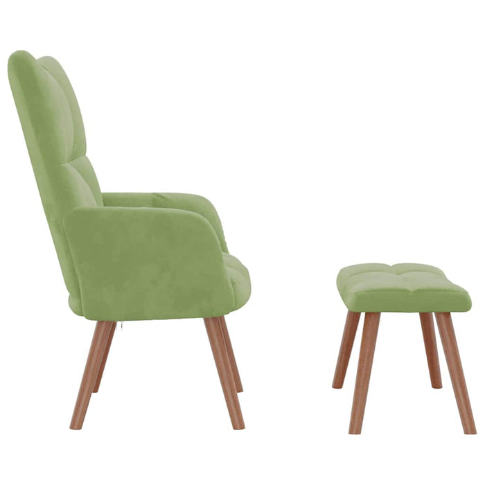 Scaun de relaxare cu taburet, verde deschis, catifea WALTI