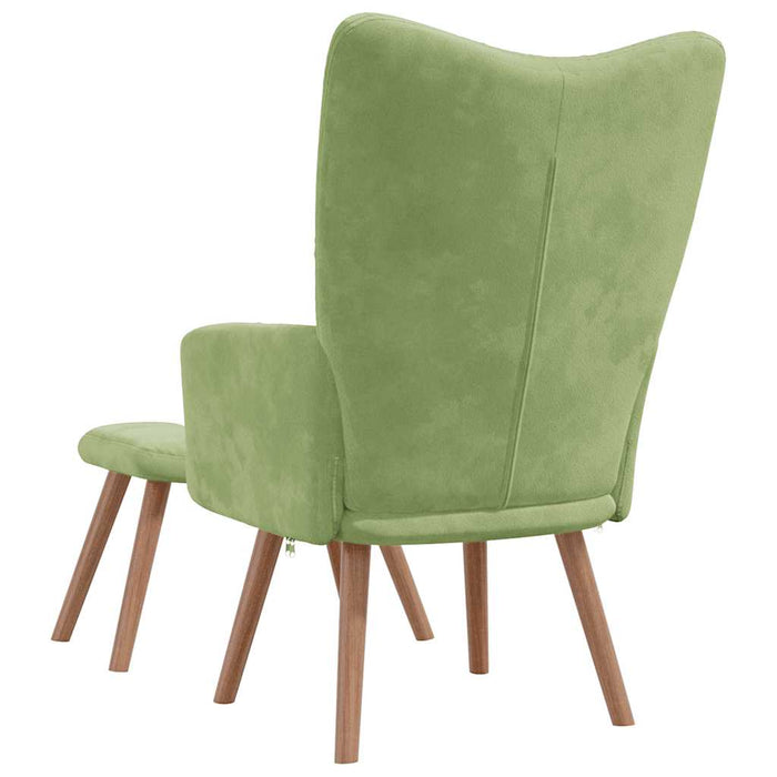 Scaun de relaxare cu taburet, verde deschis, catifea WALTI
