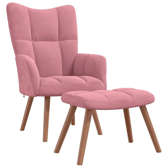 Scaun de relaxare cu taburet, roz, catifea WALTI