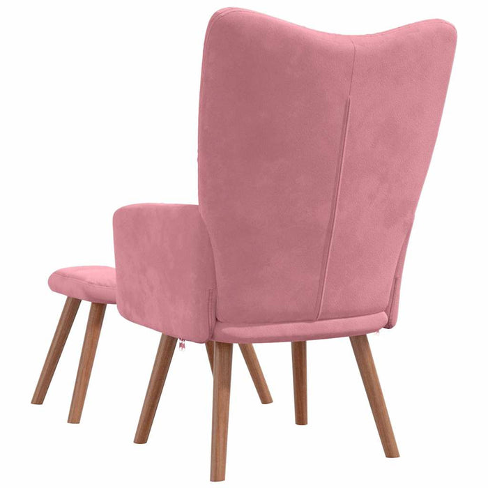 Scaun de relaxare cu taburet, roz, catifea WALTI
