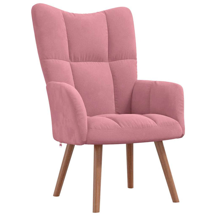 Scaun de relaxare cu taburet, roz, catifea WALTI