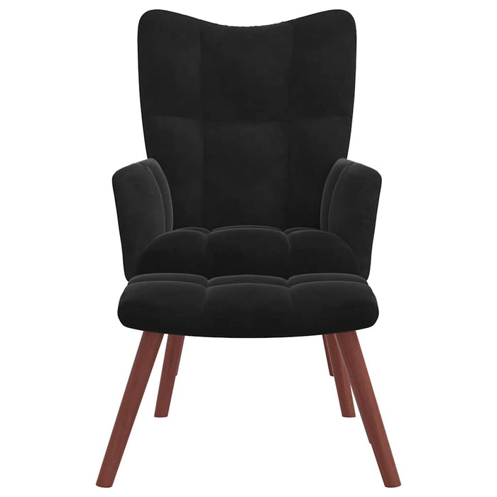 Scaun de relaxare cu taburet, negru, catifea - WALTI WALTI