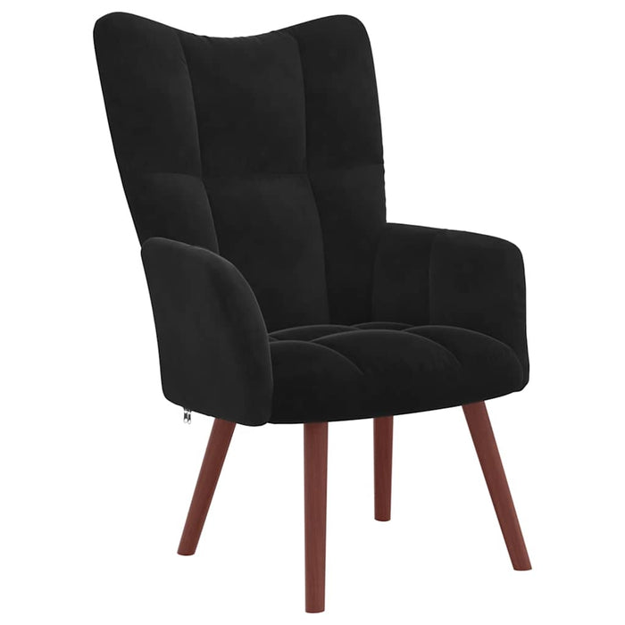 Scaun de relaxare cu taburet, negru, catifea - WALTI WALTI