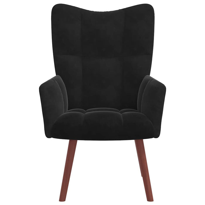 Scaun de relaxare cu taburet, negru, catifea - WALTI WALTI