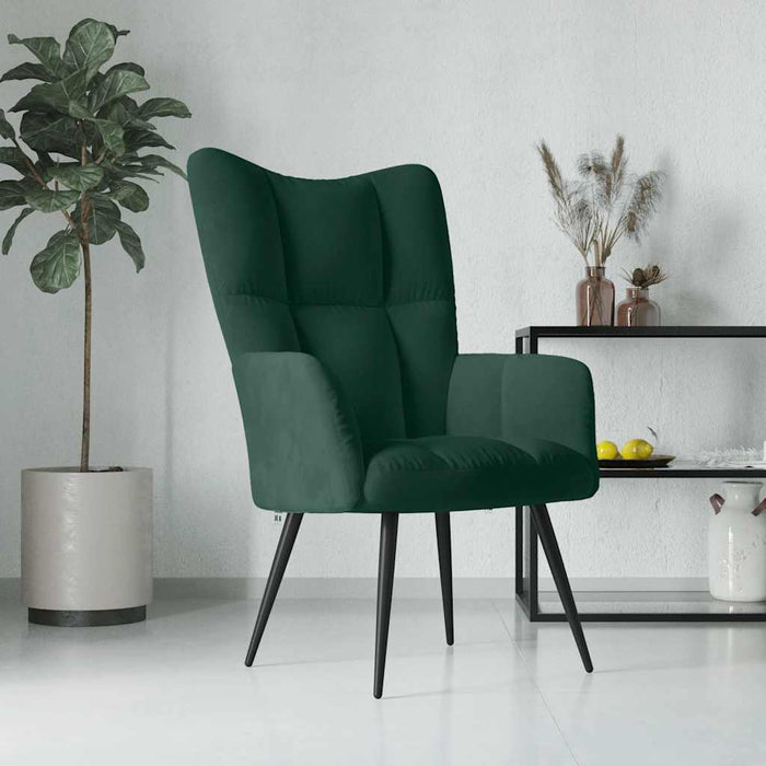 Scaun de relaxare, verde închis, catifea WALTI