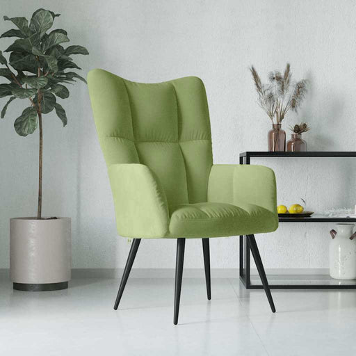 Scaun de relaxare, verde deschis, catifea - WALTI WALTI