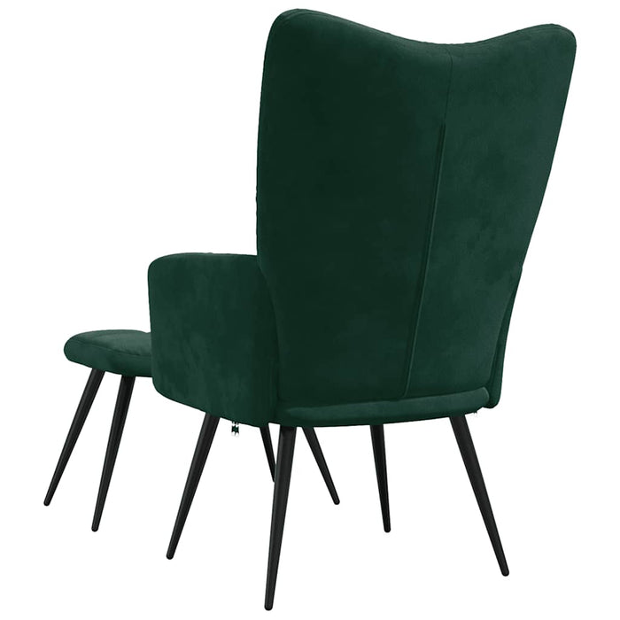 Scaun de relaxare cu taburet, verde închis, catifea WALTI