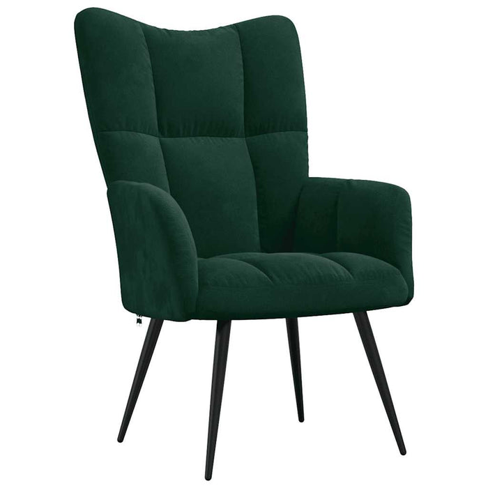 Scaun de relaxare cu taburet, verde închis, catifea WALTI