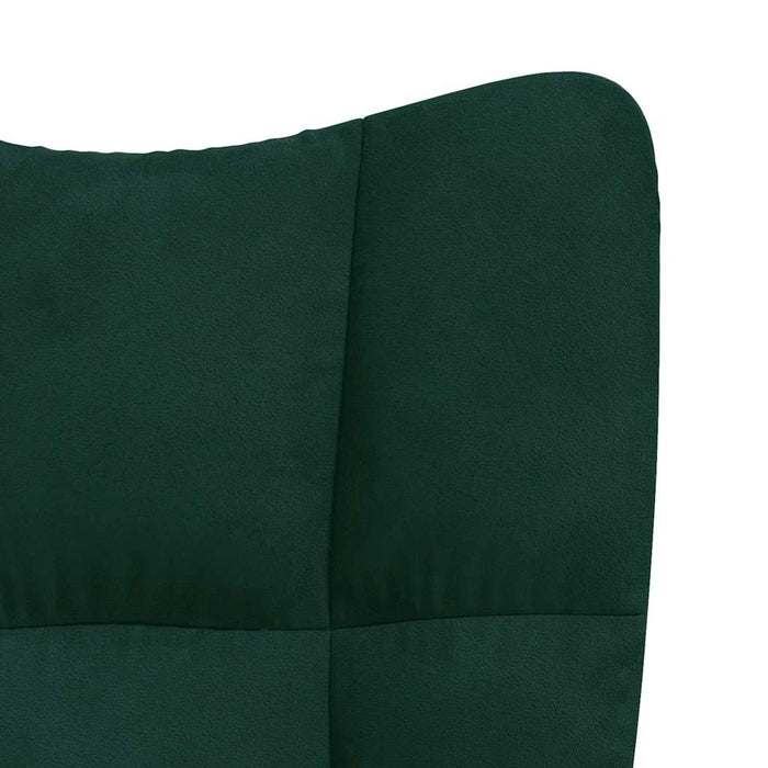 Scaun de relaxare cu taburet, verde închis, catifea WALTI