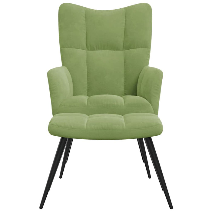 Scaun de relaxare cu taburet, verde deschis, catifea - WALTI WALTI