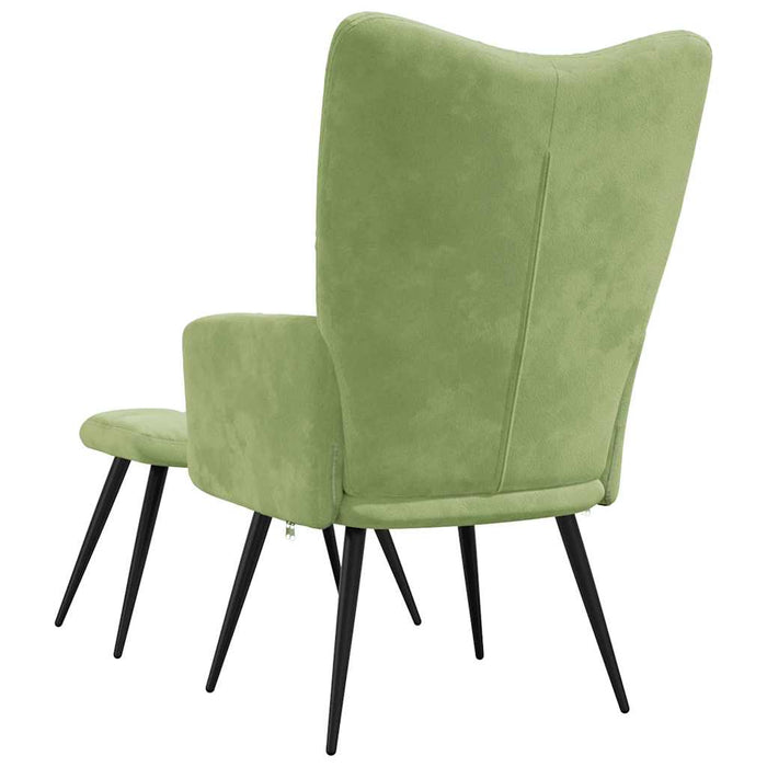 Scaun de relaxare cu taburet, verde deschis, catifea - WALTI WALTI