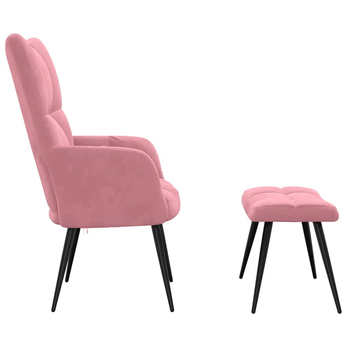 Scaun de relaxare cu taburet, roz, catifea - WALTI WALTI