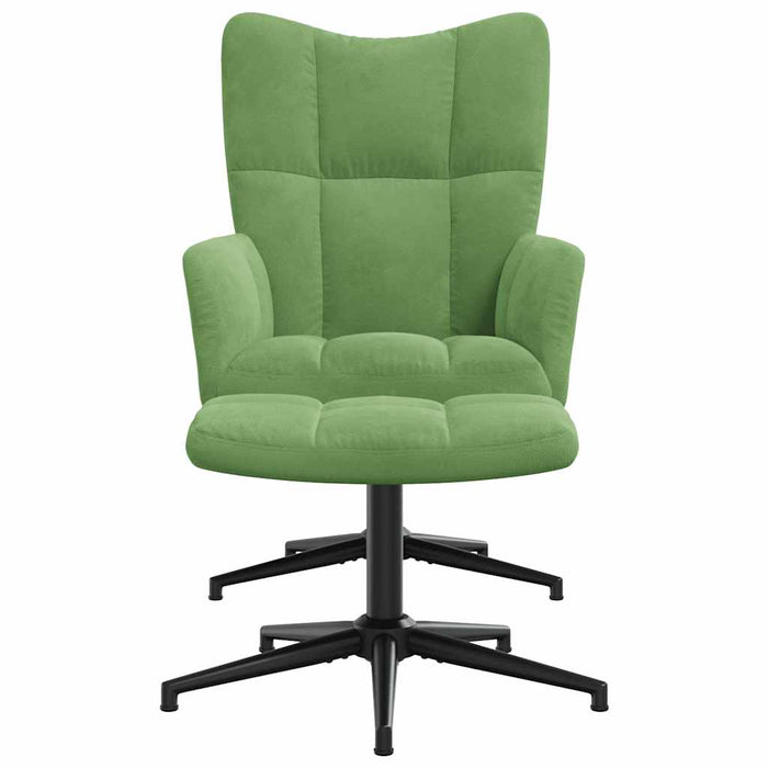 Scaun de relaxare cu taburet, verde deschis, catifea - WALTI WALTI