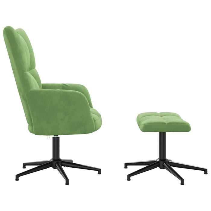 Scaun de relaxare cu taburet, verde deschis, catifea - WALTI WALTI
