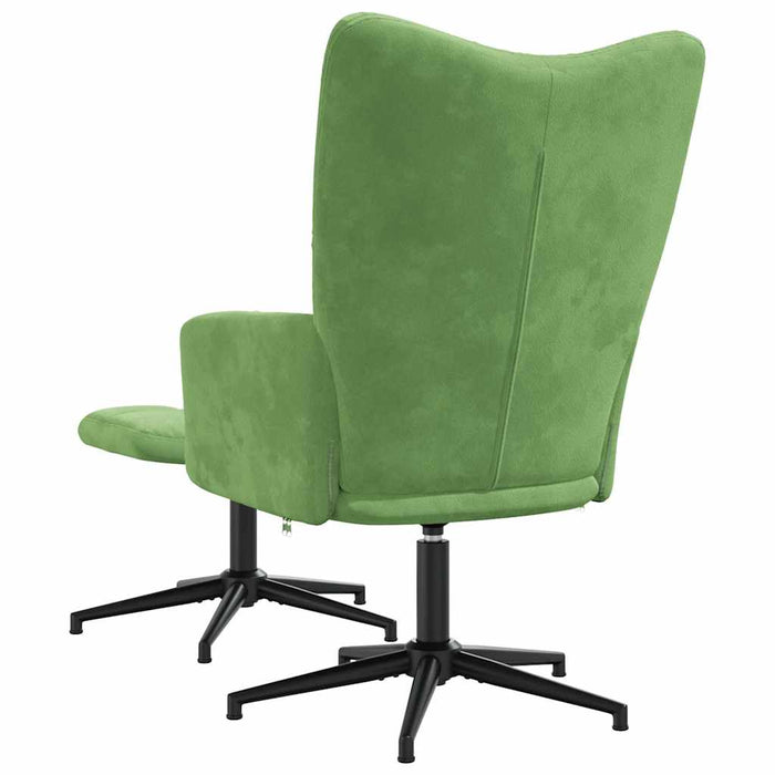 Scaun de relaxare cu taburet, verde deschis, catifea - WALTI WALTI