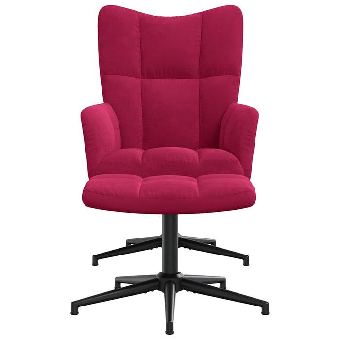 Scaun de relaxare cu taburet, roșu vin, catifea WALTI