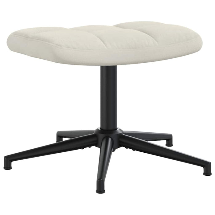Scaun de relaxare cu taburet, alb crem, catifea WALTI