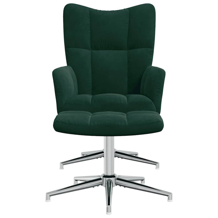Scaun de relaxare cu taburet, verde închis, catifea - WALTI WALTI