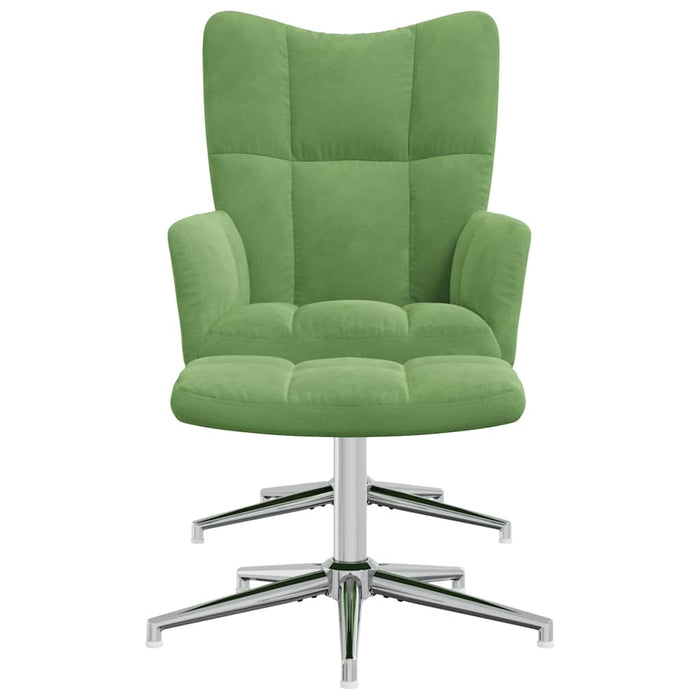 Scaun de relaxare cu taburet, verde deschis, catifea WALTI