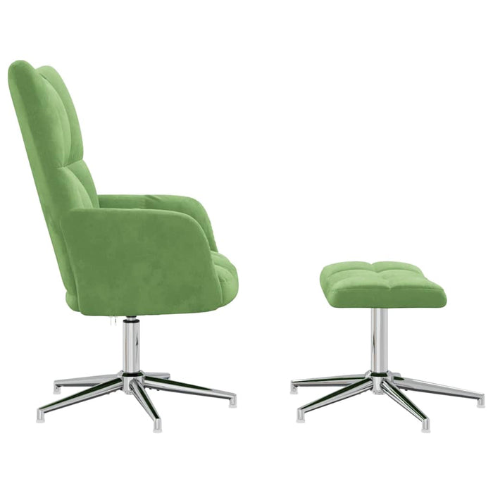 Scaun de relaxare cu taburet, verde deschis, catifea WALTI