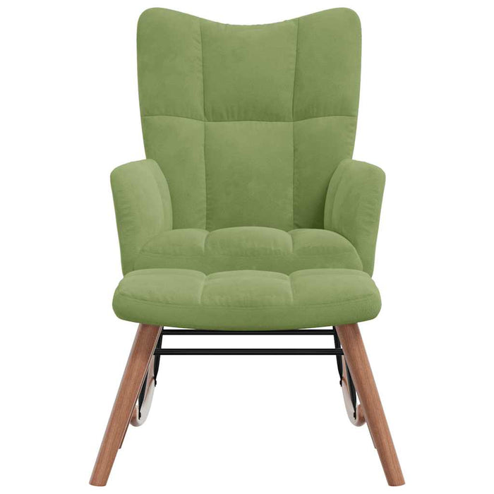 Scaun balansoar cu taburet, verde deschis, catifea WALTI