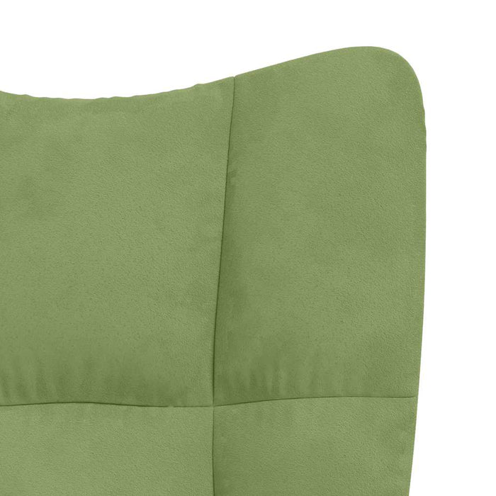 Scaun balansoar cu taburet, verde deschis, catifea WALTI
