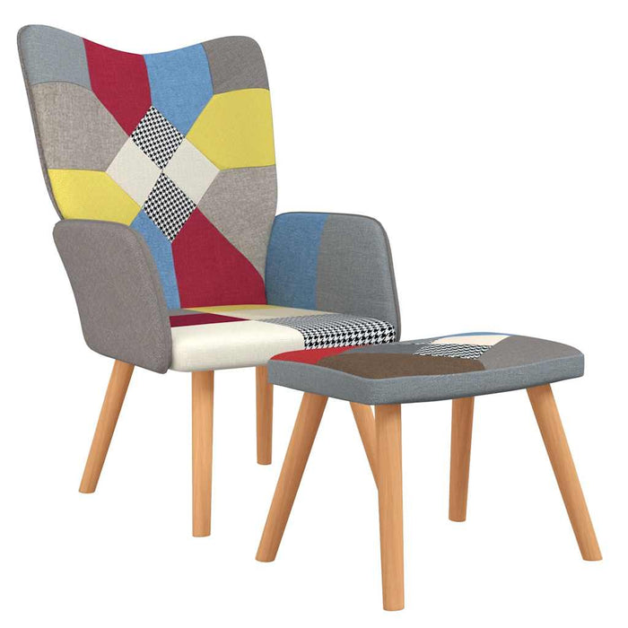 Scaun de relaxare cu taburet, textil, petice WALTI