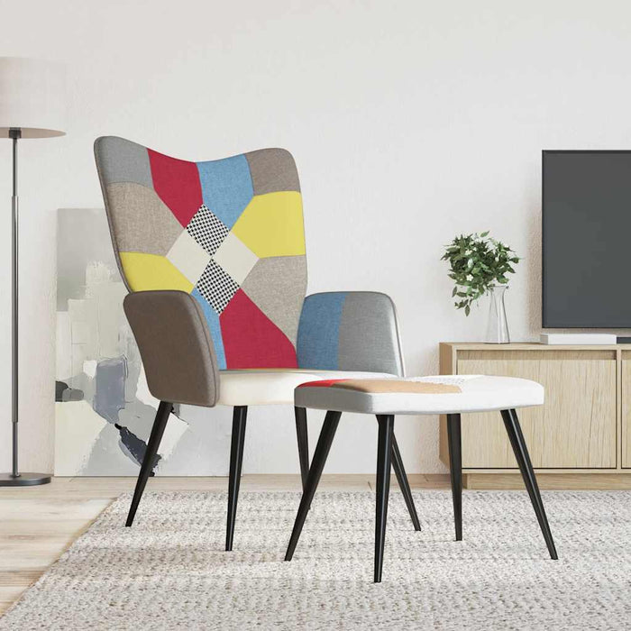 Scaun de relaxare cu taburet, textil, petice - WALTI WALTI