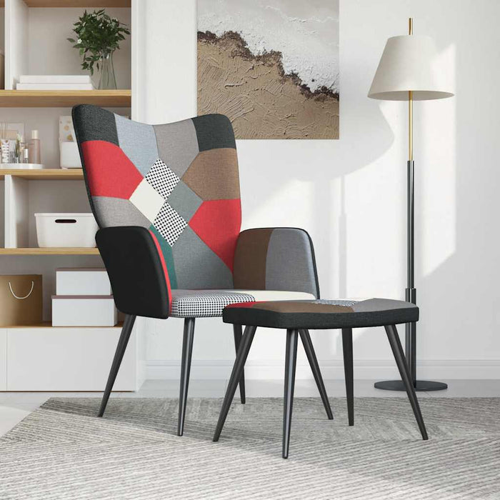 Scaun de relaxare cu taburet, textil, petice - WALTI WALTI