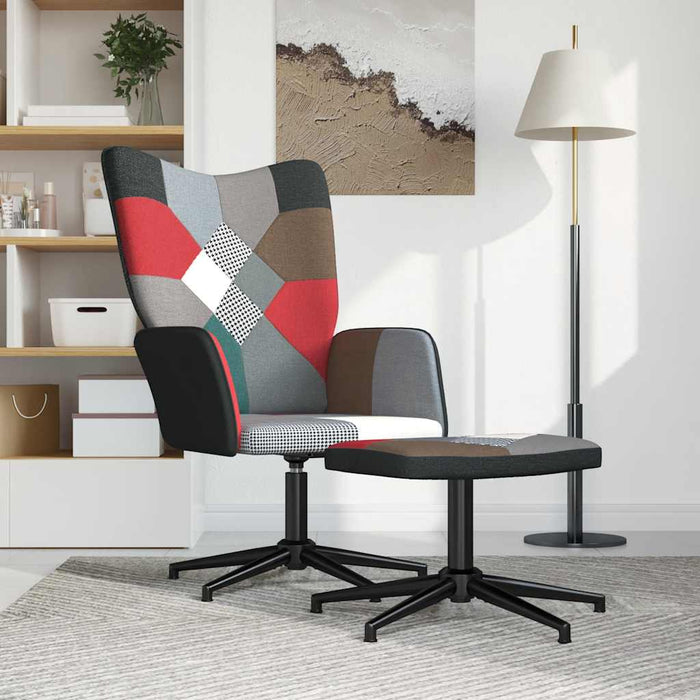 Scaun de relaxare cu taburet, textil, petice - WALTI WALTI