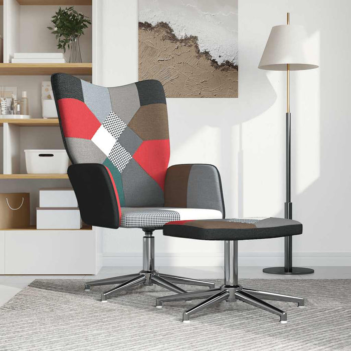 Scaun de relaxare cu taburet, textil, petice WALTI