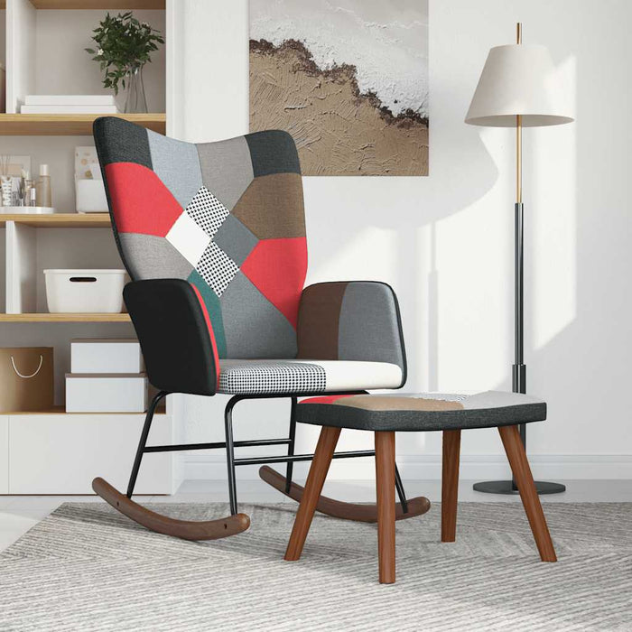 Scaun balansoar cu taburet, material textil, petice - WALTI WALTI