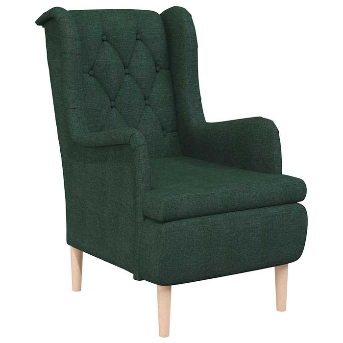 Fotoliu cu picioare din lemn de hevea, verde închis, textil WALTI