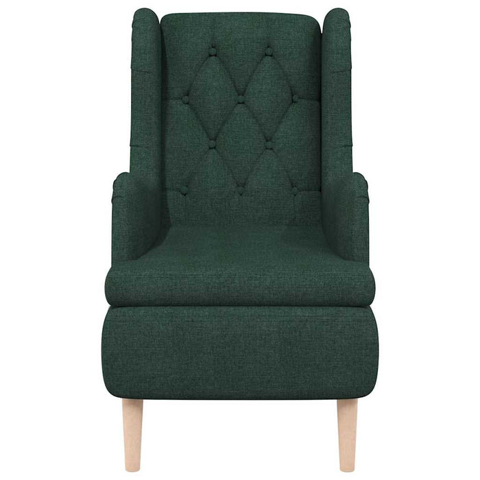 Fotoliu cu picioare din lemn de hevea, verde închis, textil WALTI