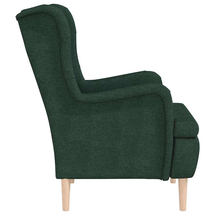 Fotoliu cu picioare din lemn de hevea, verde închis, textil WALTI