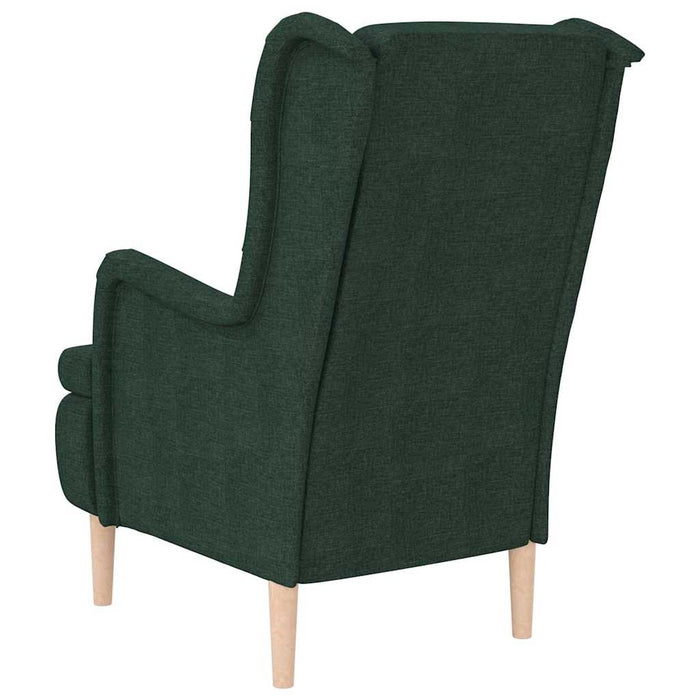 Fotoliu cu picioare din lemn de hevea, verde închis, textil WALTI