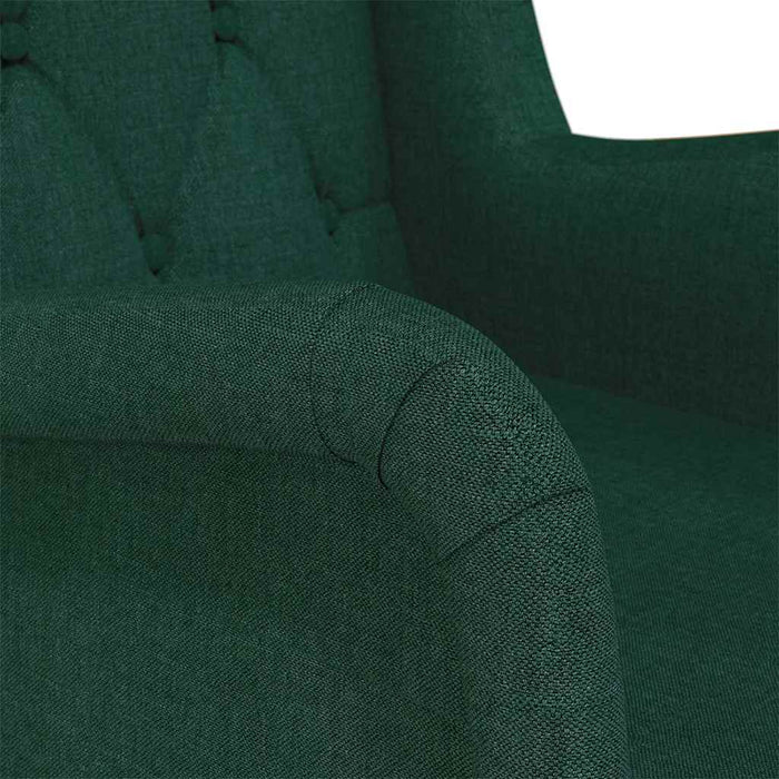 Fotoliu cu picioare din lemn de hevea, verde închis, textil WALTI