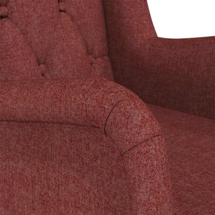 Fotoliu cu picioare balansoar din lemn de hevea roşu vin textil WALTI