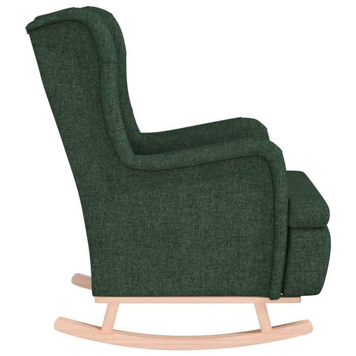 Fotoliu picioare balansoar din lemn hevea verde închis textil - WALTI WALTI