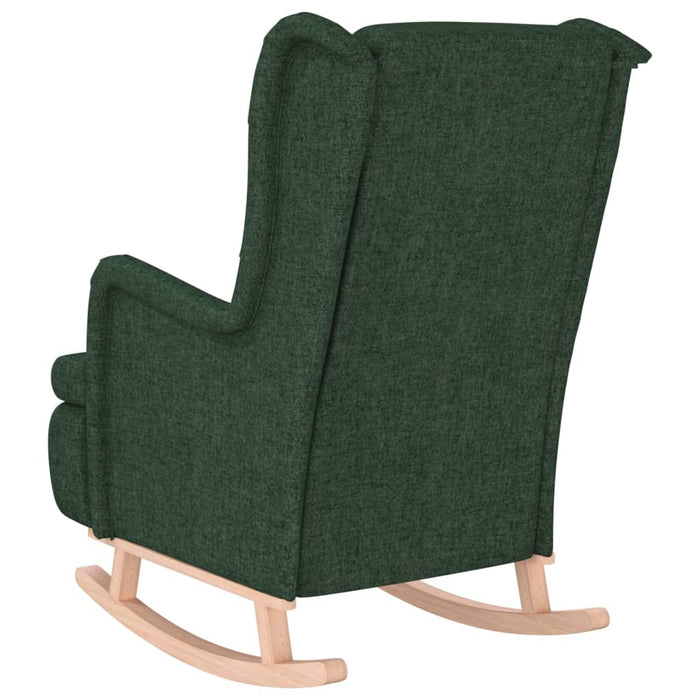 Fotoliu picioare balansoar din lemn hevea verde închis textil - WALTI WALTI