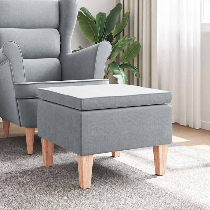Scaun cu picioare din lemn, gri deschis, material textil - WALTI WALTI