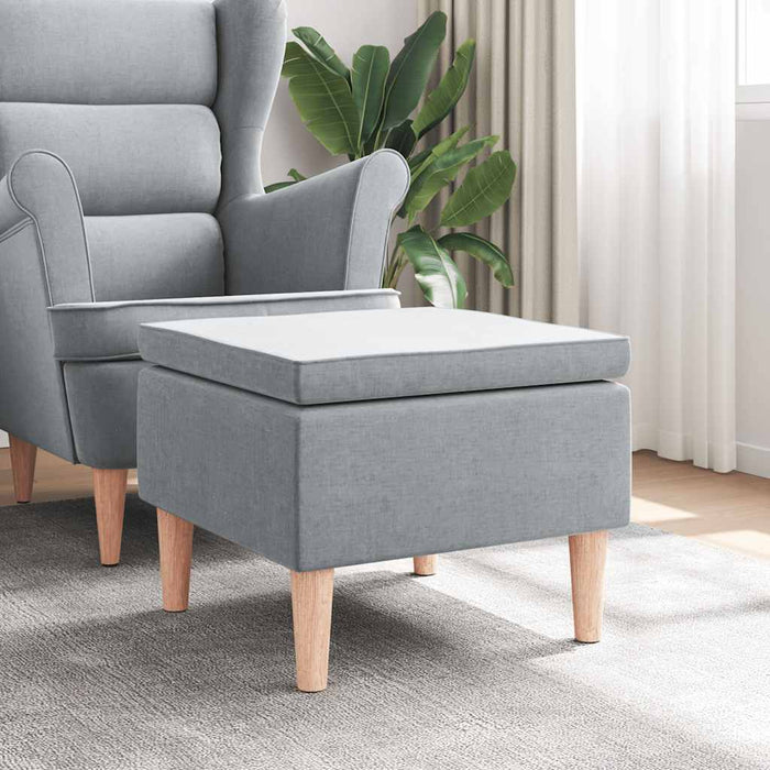 Scaun cu picioare din lemn, gri deschis, material textil - WALTI WALTI