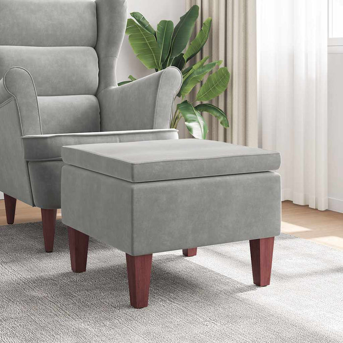 Scaun cu picioare din lemn, gri deschis, catifea - WALTI WALTI