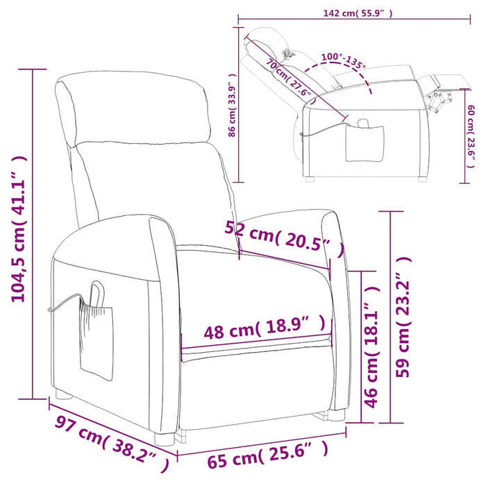 Fotoliu cu ridicare, crem, material textil WALTI