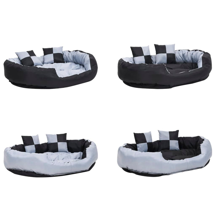 Pernă reversibilă lavabilă pt câini gri și negru, 110x80x23 cm - WALTI WALTI
