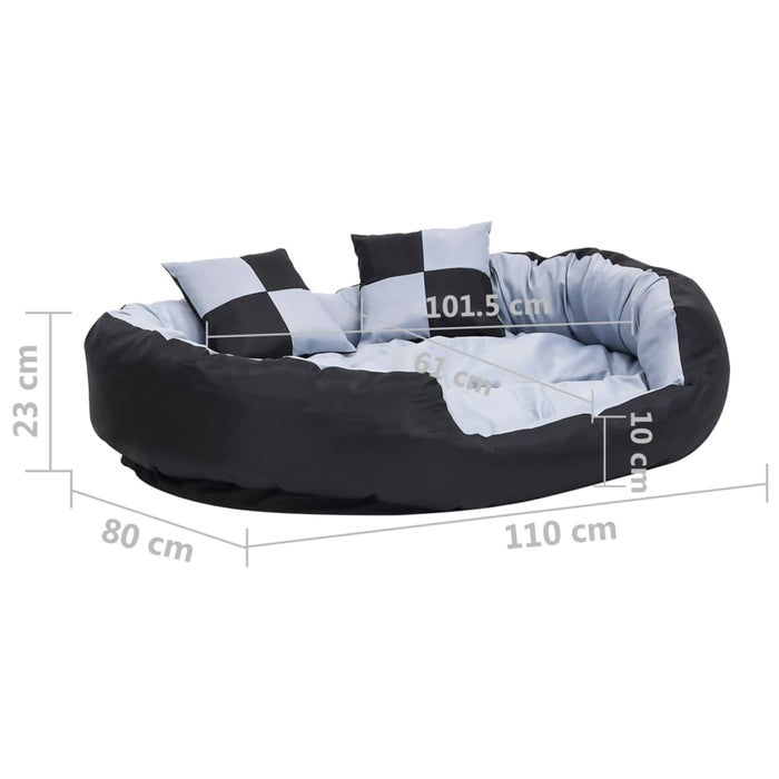 Pernă reversibilă lavabilă pt câini gri și negru, 110x80x23 cm - WALTI WALTI